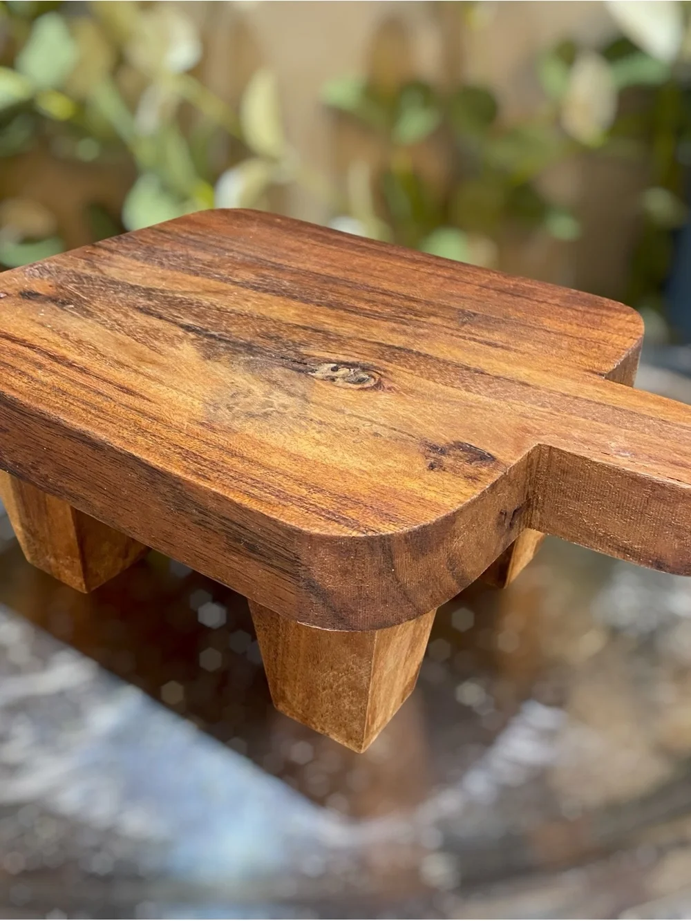 Vintage Thick Wood Footed Charcuterie Board Tray Cheese Appetizers